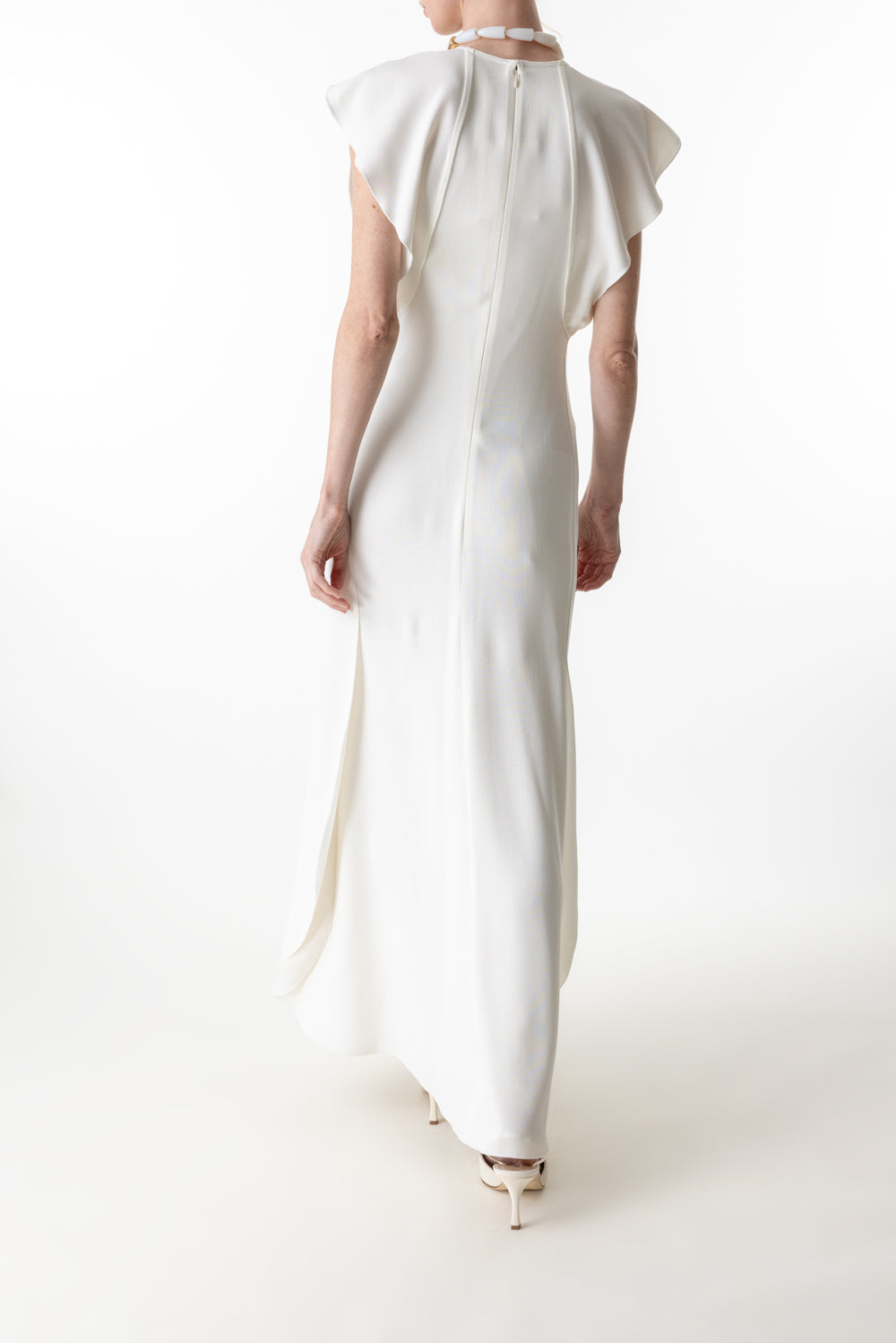 Folded Cap Sleeve Dress-IVORY-4-CLOTHINGDRESSCASUAL-VICTORIA BECKHAM