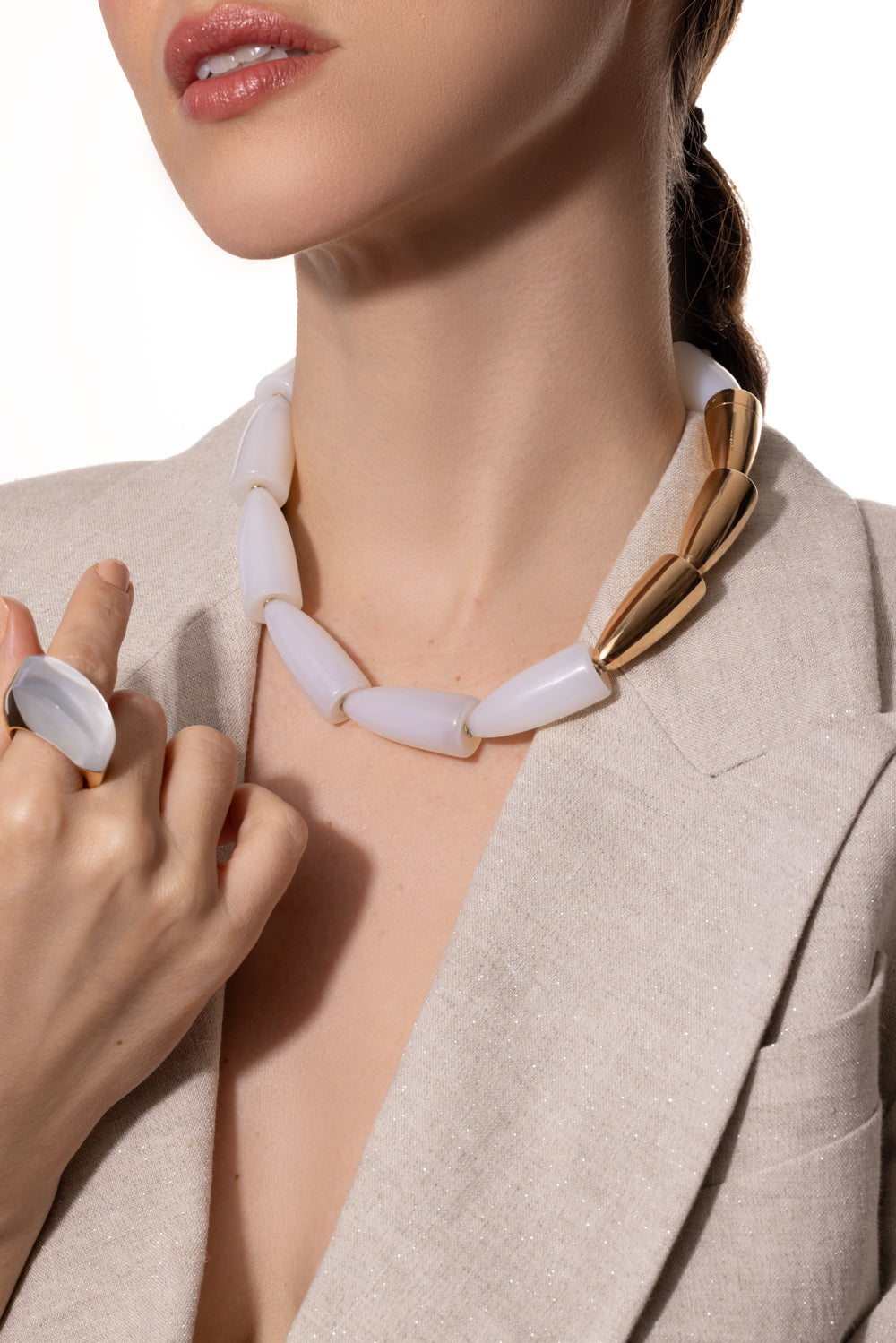 Calla White Agate Necklace-ROSE GOLD-JEWELRYFINE JEWELNECKLACE O-VHERNIER