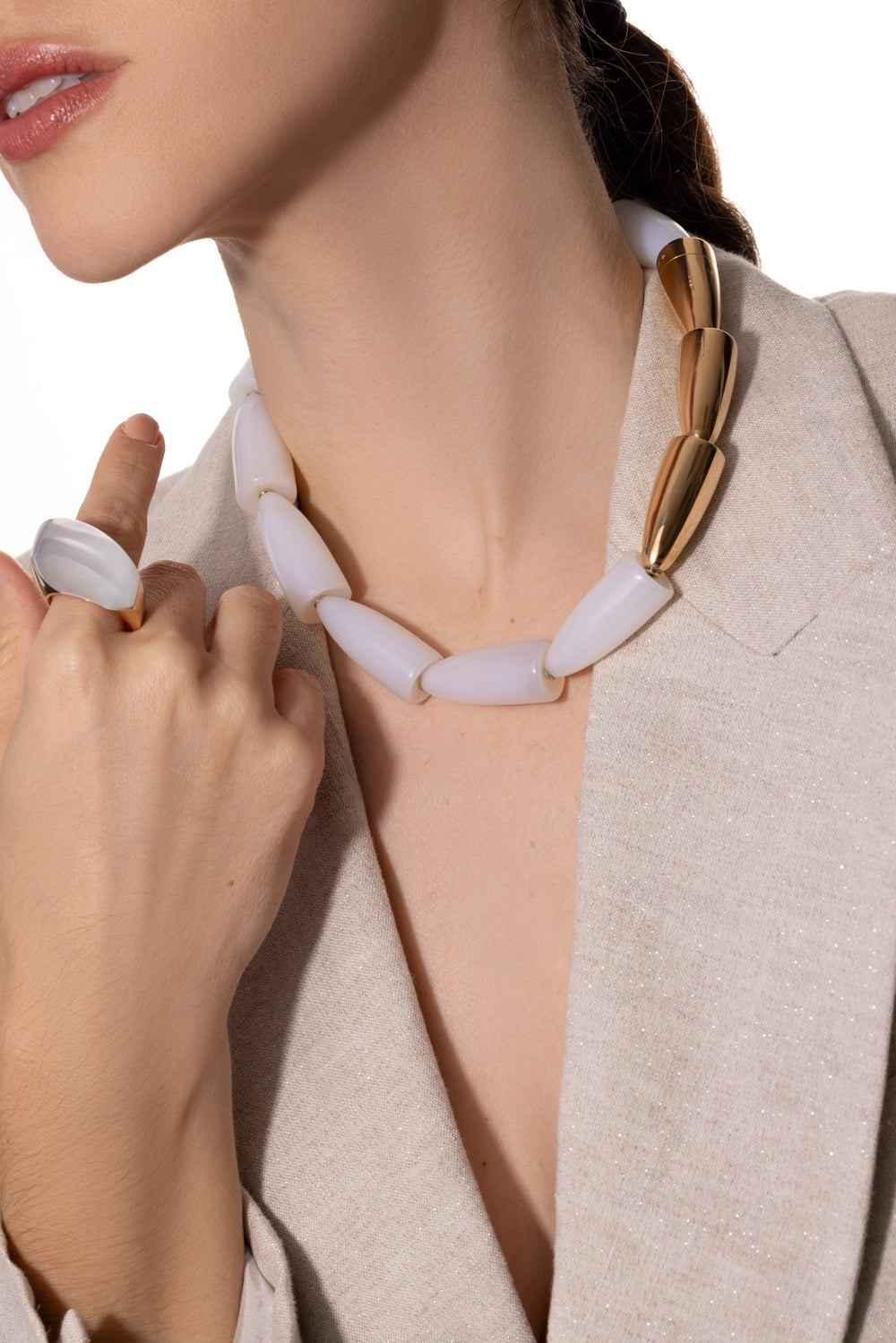 Calla White Agate Necklace-ROSE GOLD-JEWELRYFINE JEWELNECKLACE O-VHERNIER