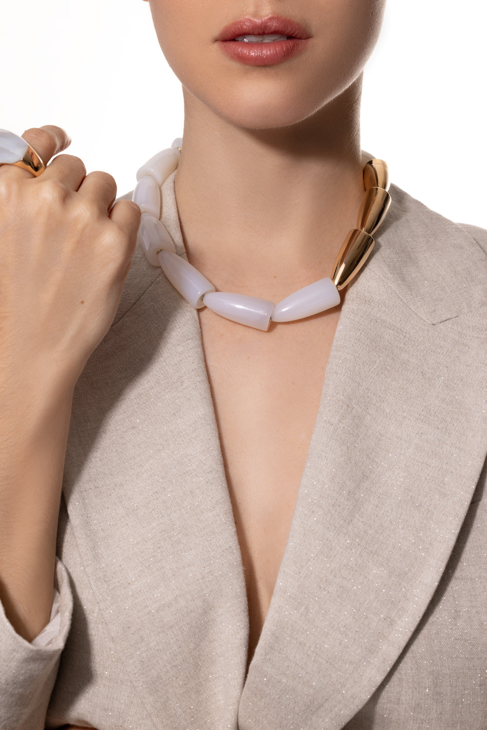 Calla White Agate Necklace-ROSE GOLD-JEWELRYFINE JEWELNECKLACE O-VHERNIER