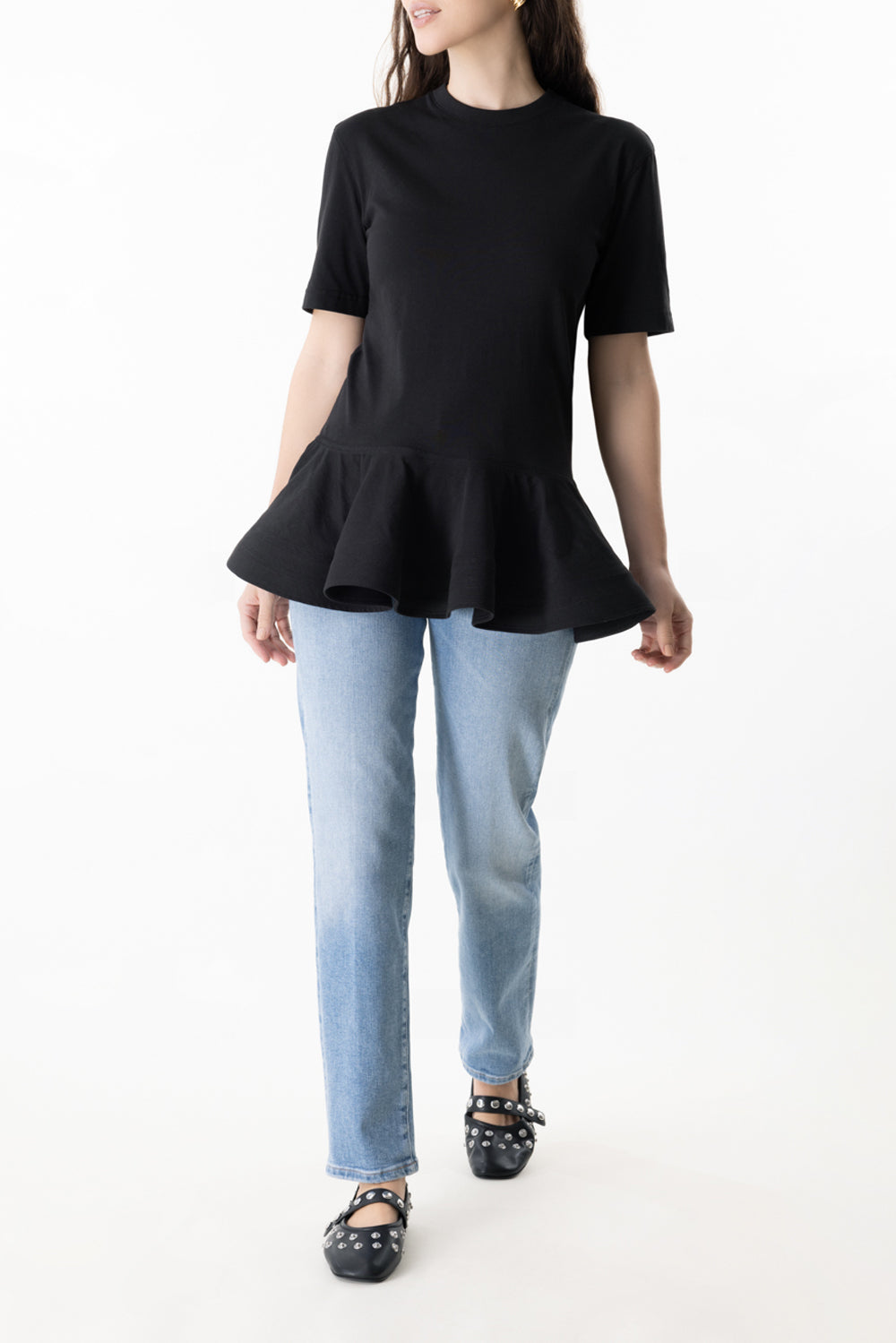 Peplum T-Shirt-NOIRALAI-34-CLOTHINGTOPT-SHIRT-ALAÏA