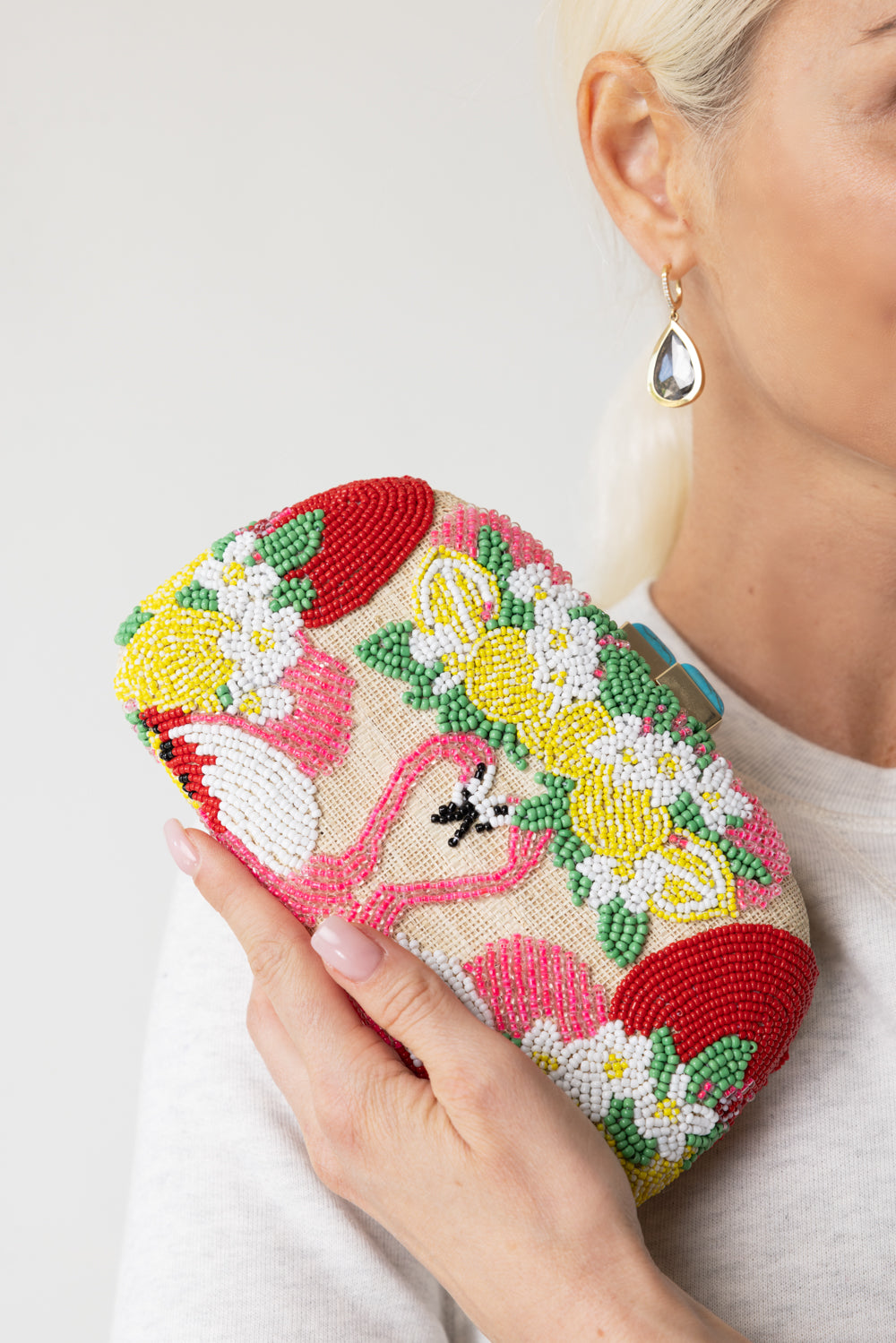 MIA FLAMINGO BEADED CLUTCH-NATURAL-O/S-HANDBAGCLUTCHES-SERPUI