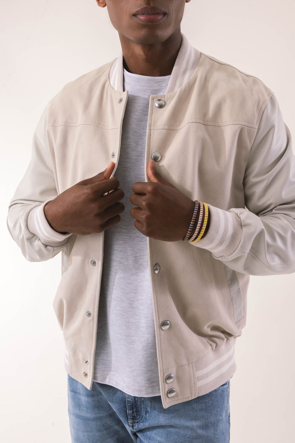 Varsity Jacket - Sand White-SAND/WHT-50-MENSCLOTHINGJACKET-ELEVENTY