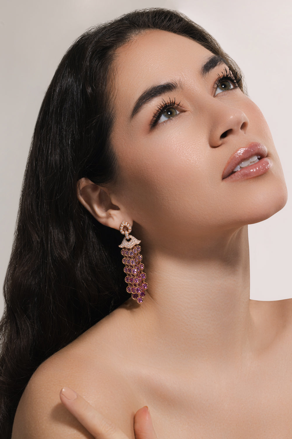 Pink Sapphire Pampilles Earrings-ROSE GOLD-JEWELRYFINE JEWELEARRING-MARINA B