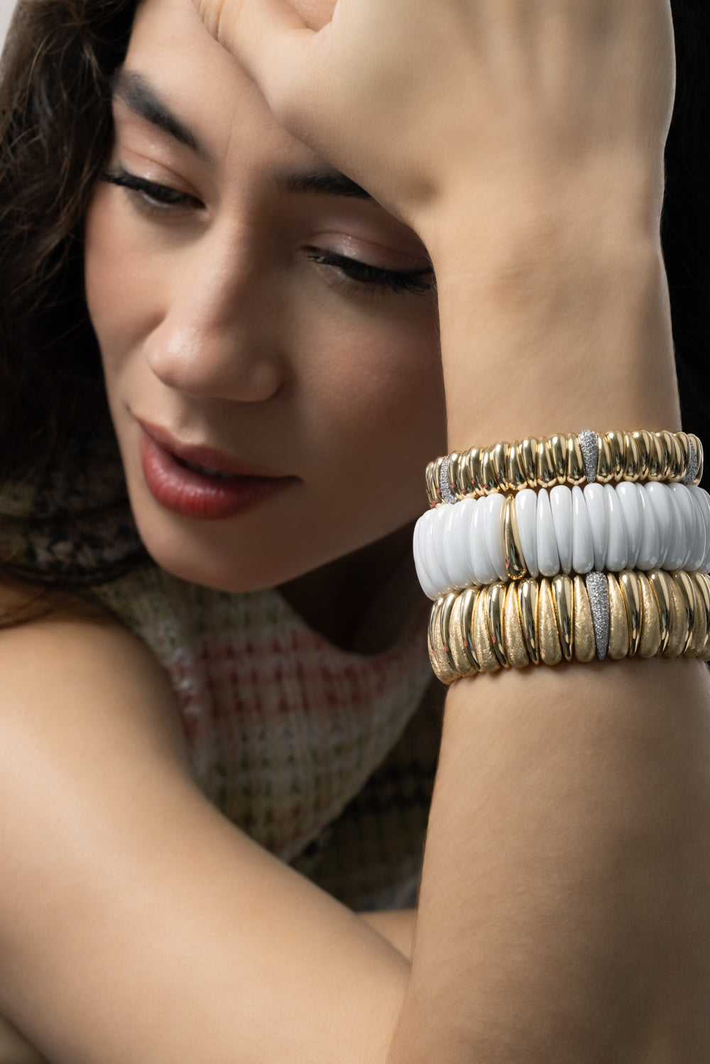 Gold Station Artiglio Stretch Bracelet-YELLOW GOLD-JEWELRYFINE JEWELBRACELET O-ROBERTO DEMEGLIO