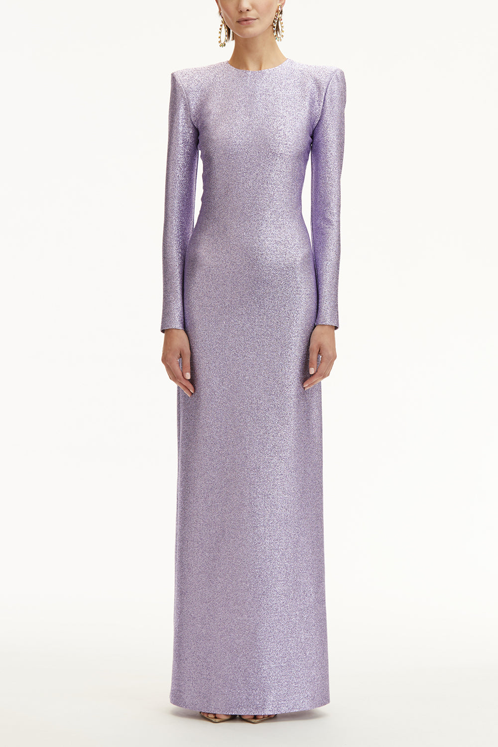 Long Sleeve Gown-LAVENDER-4-CLOTHINGDRESSCOCKTAIL-OSCAR DE LA RENTA