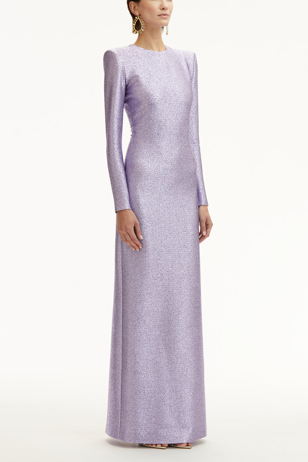 Long Sleeve Gown-LAVENDER-4-CLOTHINGDRESSCOCKTAIL-OSCAR DE LA RENTA