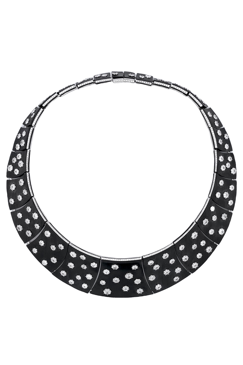 Hexagon Diamond Carbon Fiber Necklace-WHITE GOLD-JEWELRYFINE JEWELNECKLACE O-ARUNASHI