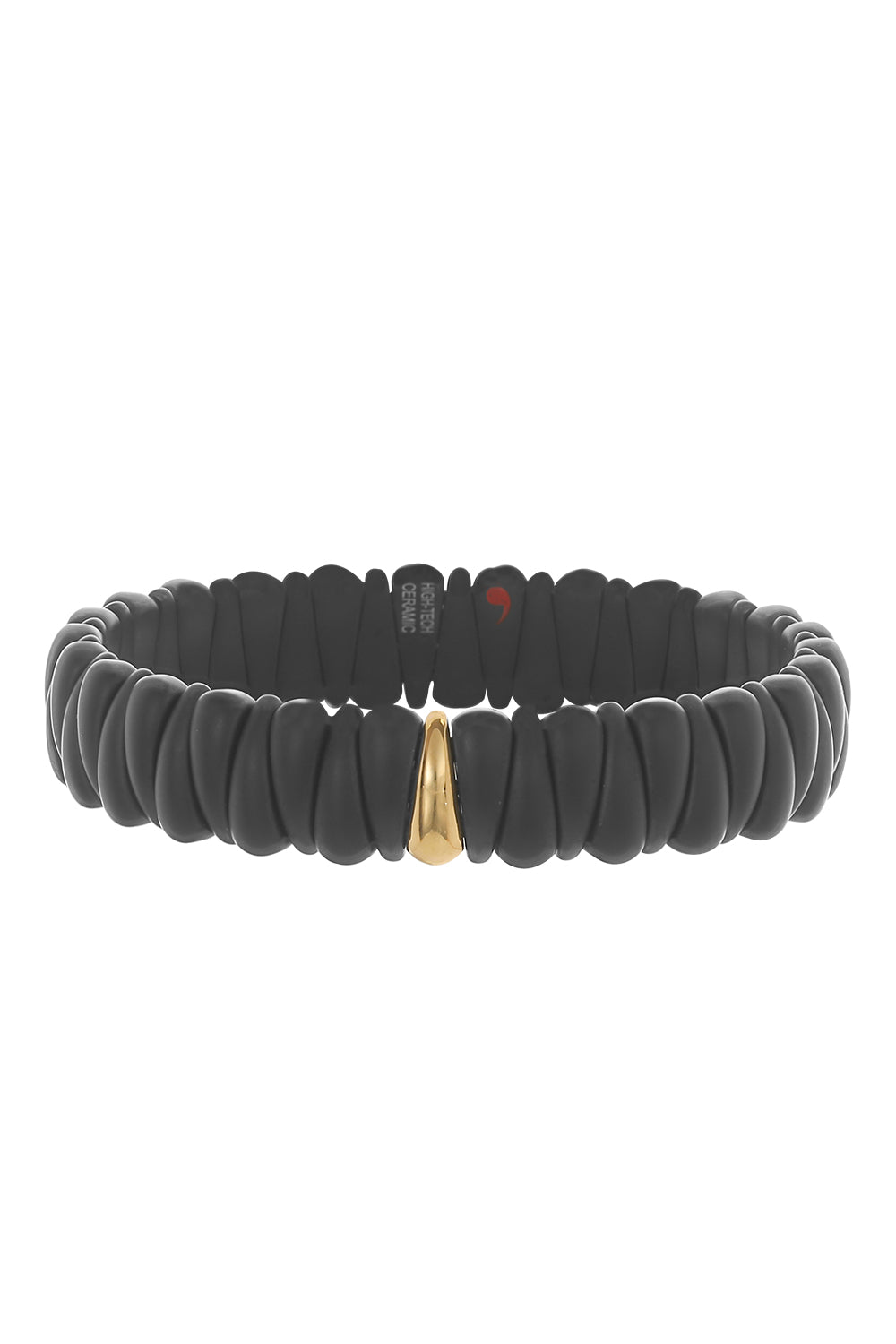 One Link Matte Black Artiglio Stretch Bracelet-YELLOW GOLD-JEWELRYFINE JEWELBRACELET O-ROBERTO DEMEGLIO