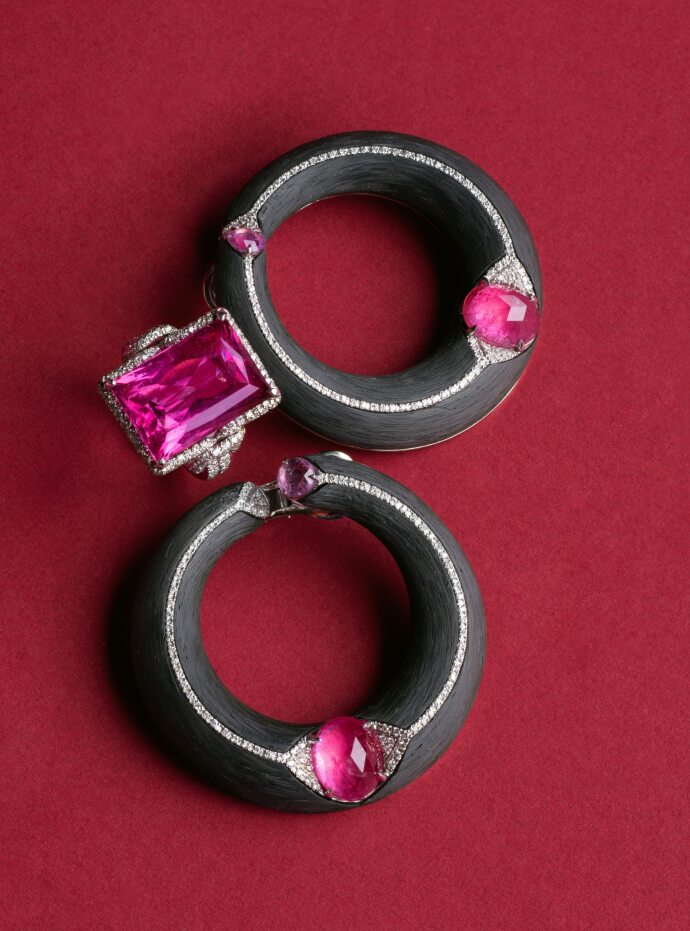 Pink Tourmaline Diamond Knot Ring-WHITE GOLD-4.5-JEWELRYFINE JEWELRING-ARUNASHI