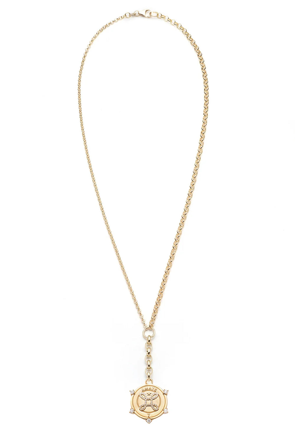 Amate - True Love Medium Mixed Belcher Extension Chain Necklace-YELLOW GOLD-JEWELRYFINE JEWELNECKLACE O-Vendor