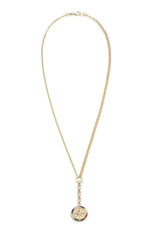 Compass Medium Mix Belcher Necklace-YELLOW GOLD-JEWELRYFINE JEWELNECKLACE O-Vendor