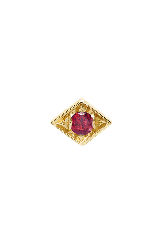 AZLEE-Petite Ruby Lone Burst Stud Earring-YELLOW GOLD