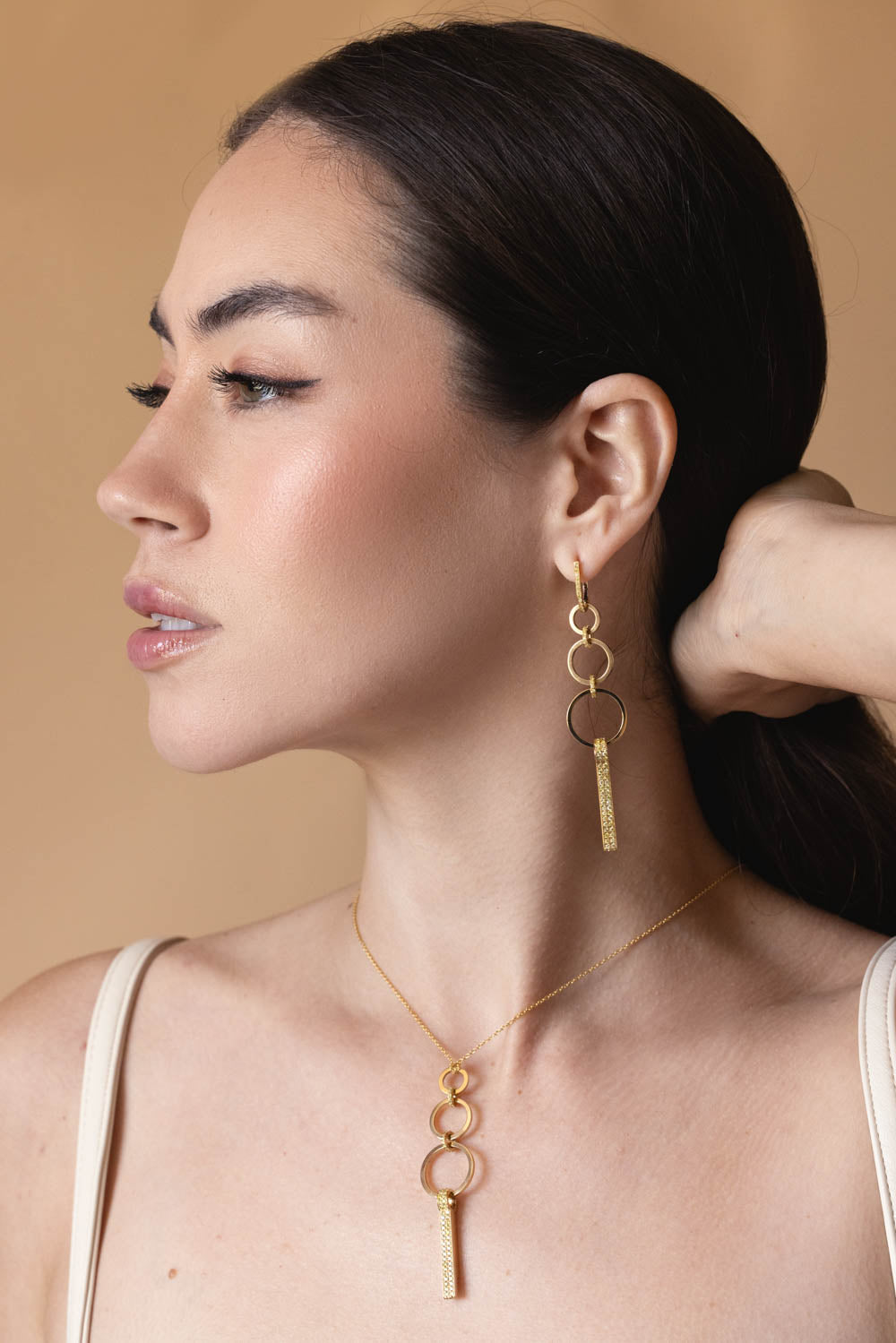 GATSBY PENDANT EARRINGS-YELLOW GOLD-JEWELRYFINE EARRING-ALEXIA CONNELLAN