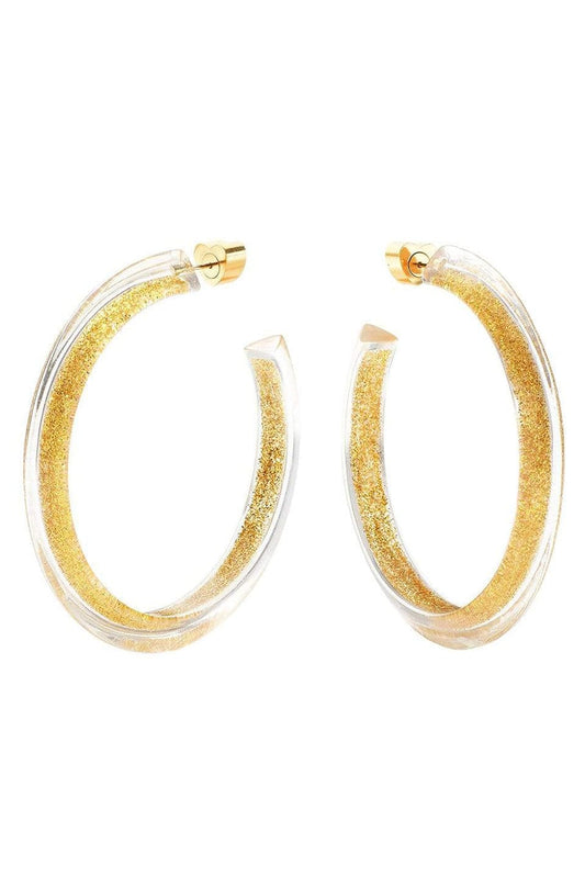 ALISON LOU-Medium Gold Glitter Jelly Hoops-YELLOW GOLD