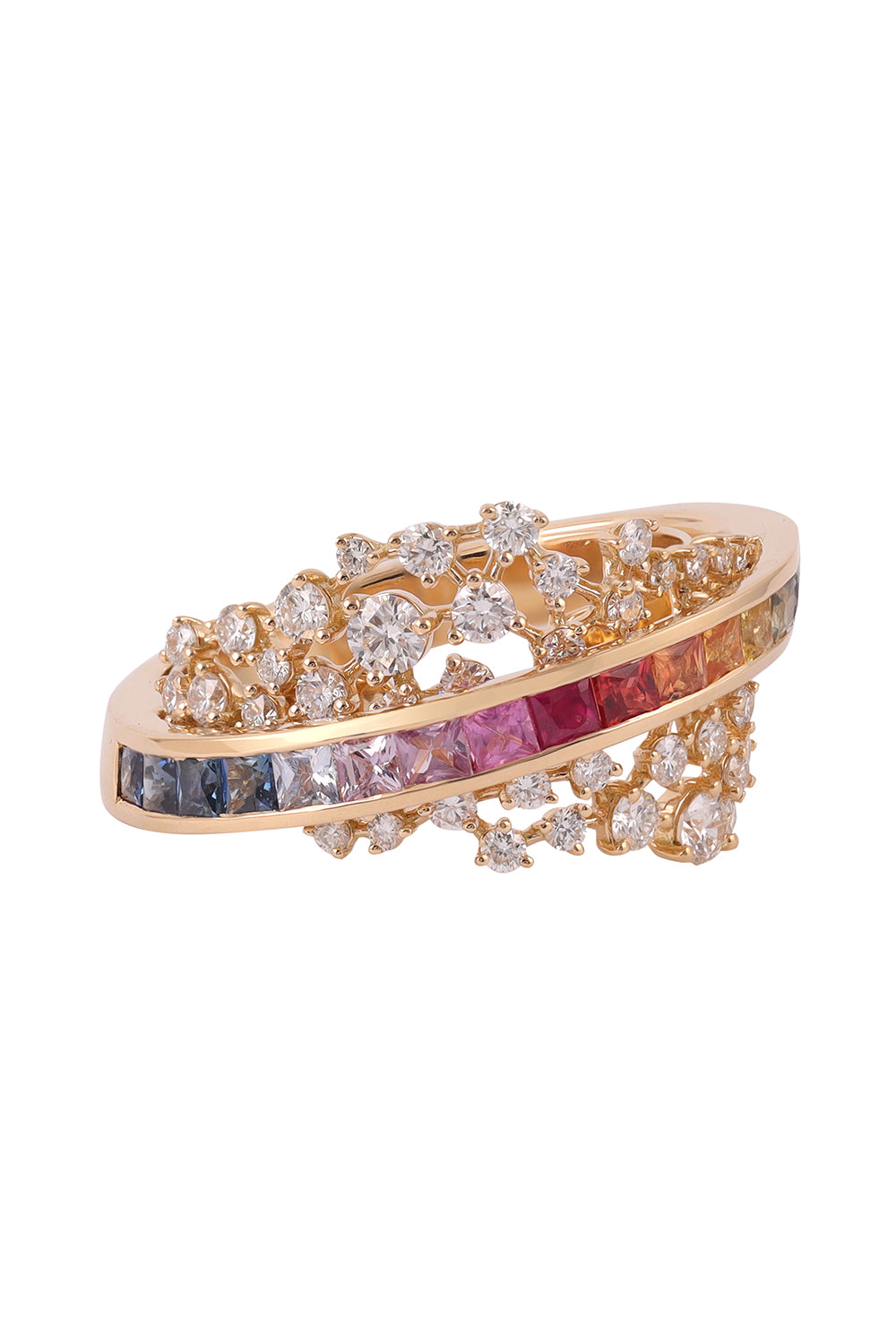 ANANYA-Rainbow Energy Scatter Ring-YELLOW GOLD