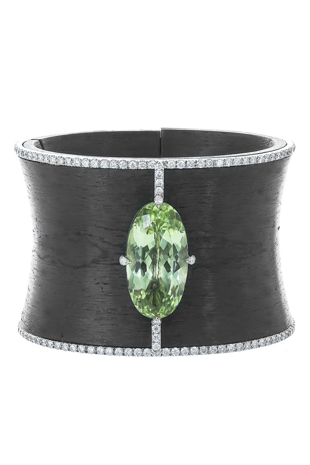 ARUNASHI-Green Beryl Cuff Bracelet-WHITE GOLD