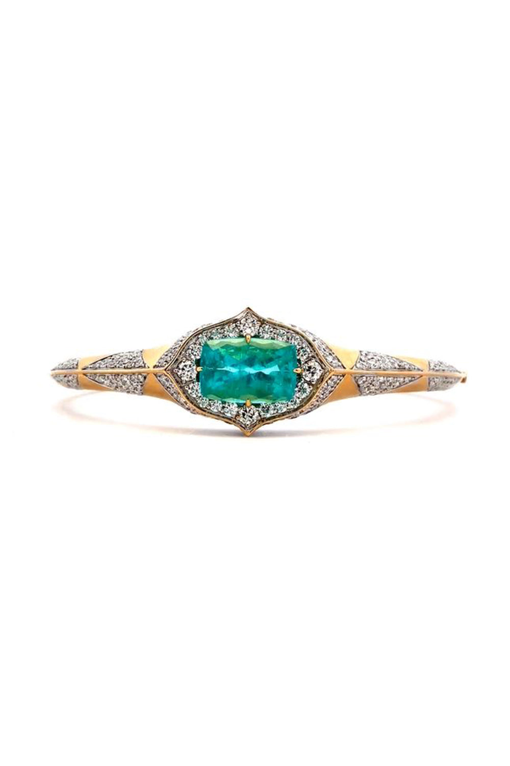 Paraiba Diamond Arches Bangle Bracelet-YELLOW GOLD-JEWELRYFINE JEWELBRACELET O-ARUNASHI