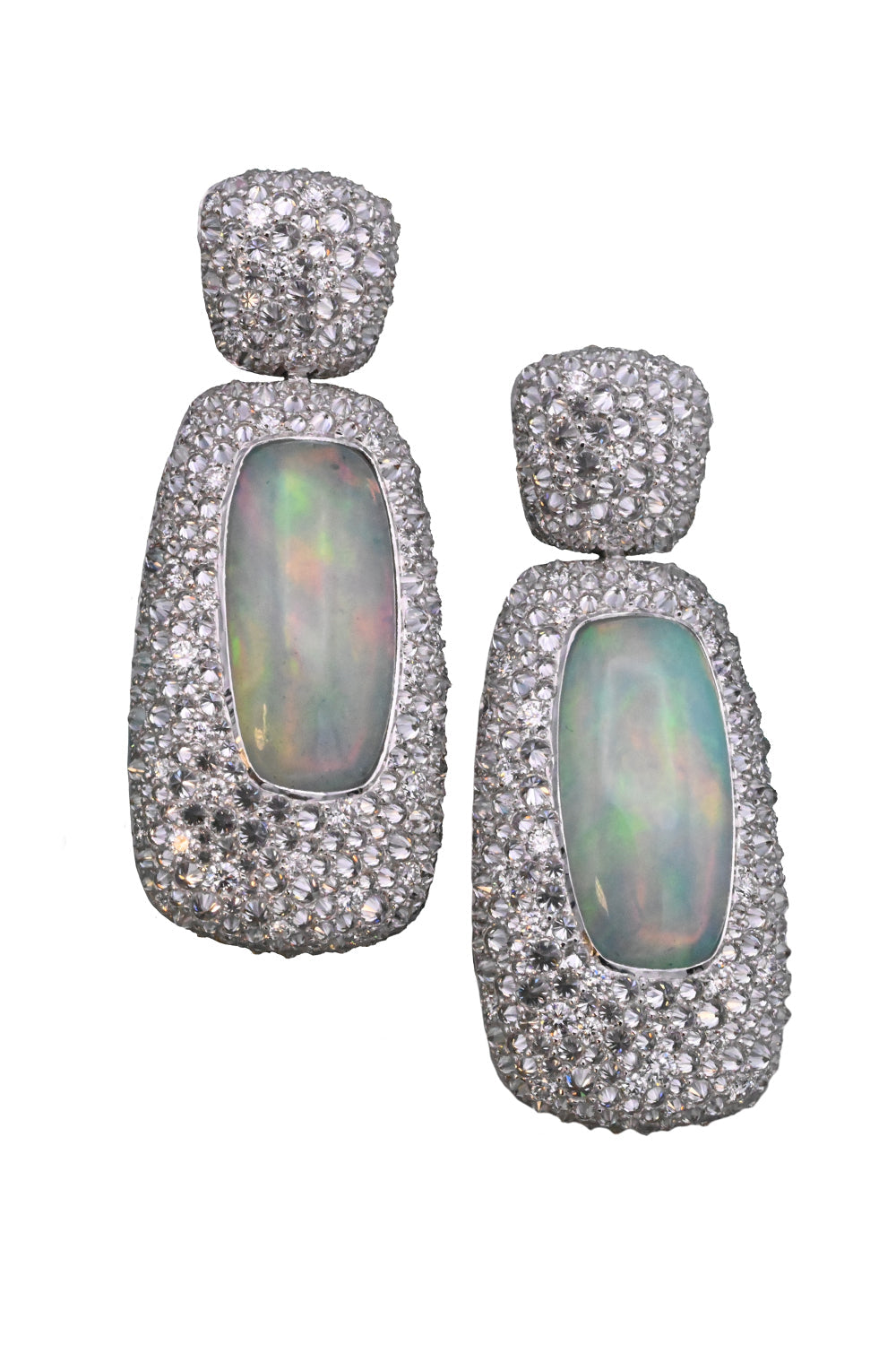 Opal Diamond Earrings-WHITE GOLD-JEWELRYFINE JEWELEARRING-ARUNASHI