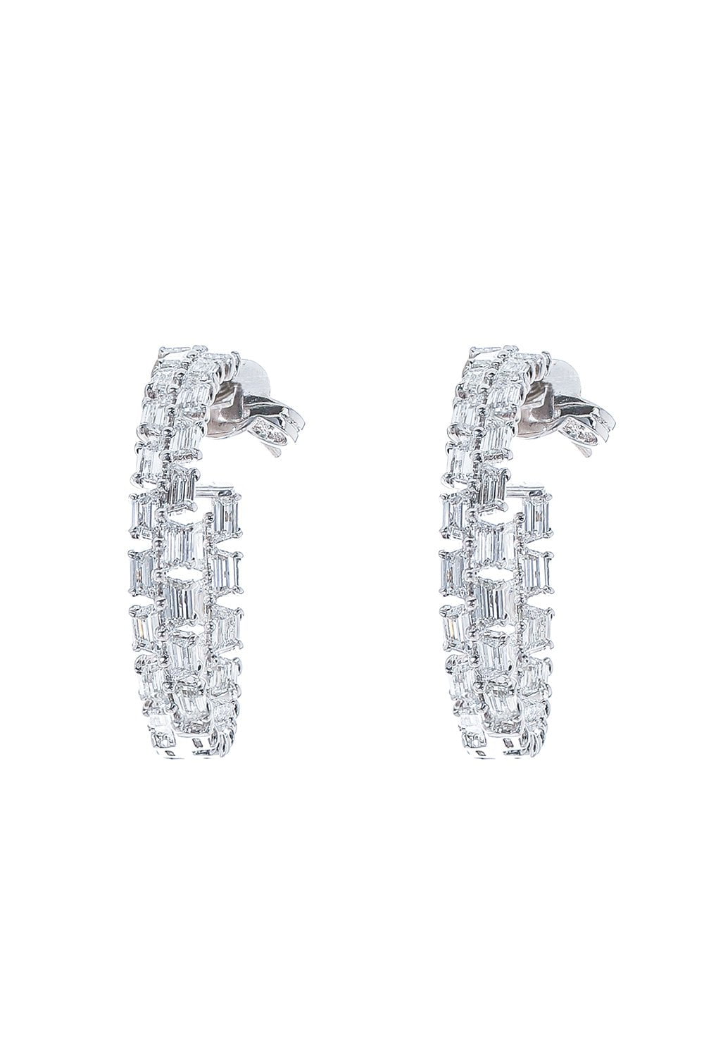 ARUNASHI-Trapezoid Hoop Earrings-WHITE GOLD