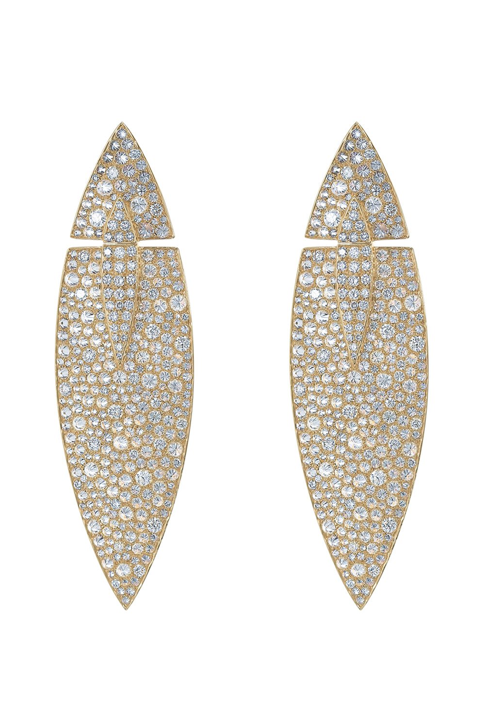 ARUNASHI-Diamond Oval Earrings-YELLOW GOLD