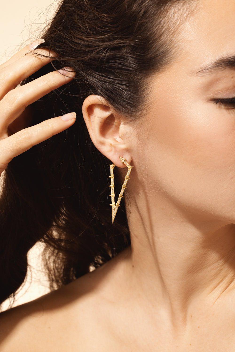 ARUNASHI-Diamond Spike Earrings-YELLOW GOLD