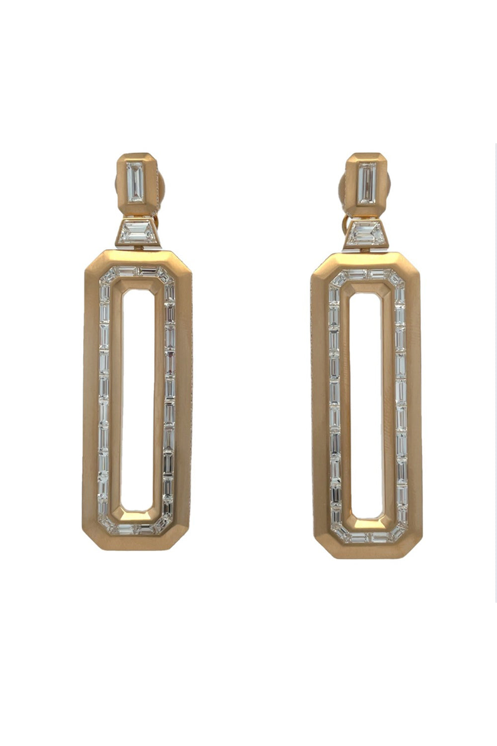 Elongated Diamond Bagutte Earrings-YELLOW GOLD-JEWELRYFINE JEWELEARRING-ARUNASHI