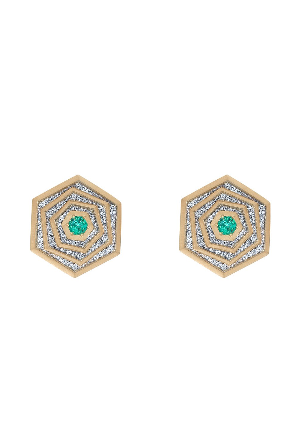 ARUNASHI-Emerald Diamond Shapeshifter Earrings-YELLOW GOLD