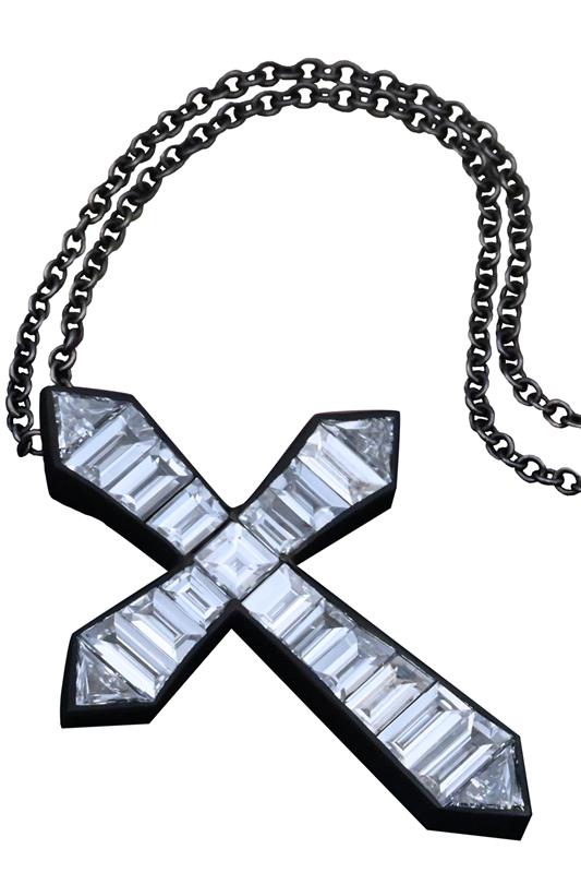 Diamond Cross Necklace-TITANIUM-24-JEWELRYFINE JEWELNECKLACE O-ARUNASHI