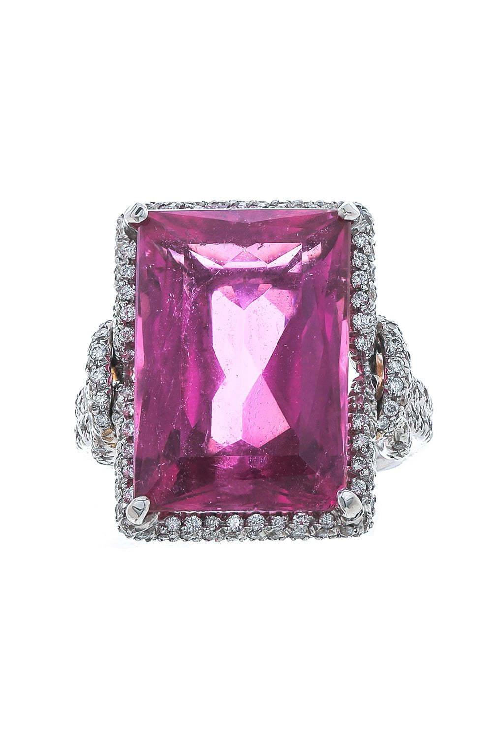 ARUNASHI-Pink Tourmaline Diamond Knot Ring-WHITE GOLD