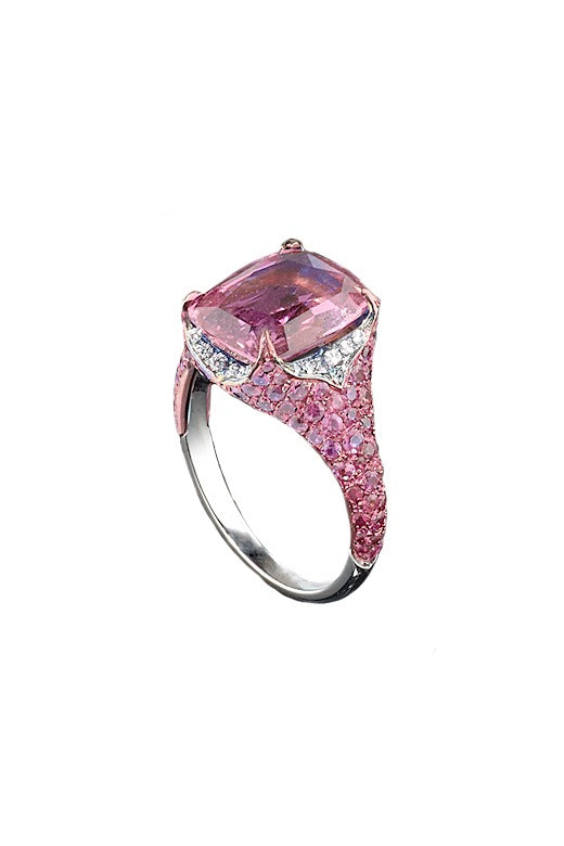 Pink Sapphire Lotus Ring-WHITE GOLD-JEWELRYFINE JEWELRING-ARUNASHI