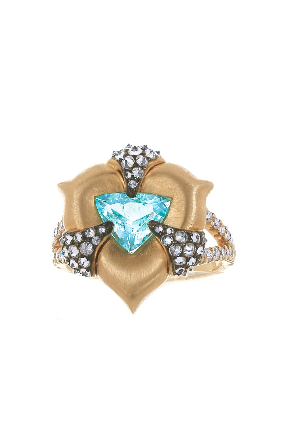 ARUNASHI-Paraiba Triangle Ring-YELLOW GOLD