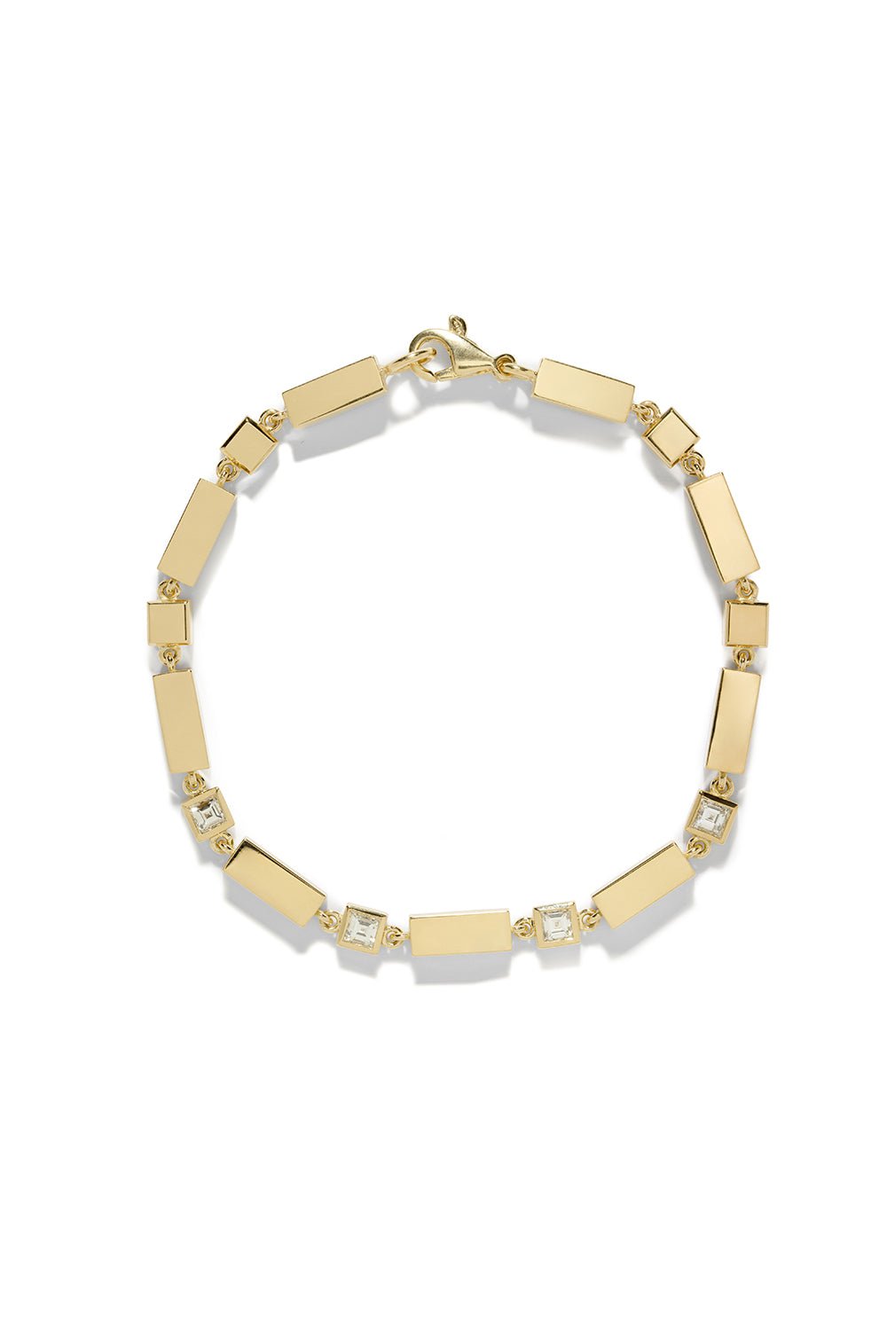 AZLEE-Gold Bar Carre Diamond Bracelet-YELLOW GOLD