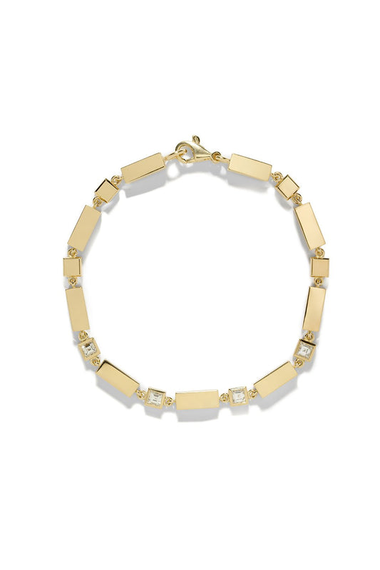 AZLEE-Gold Bar Carre Diamond Bracelet-YELLOW GOLD