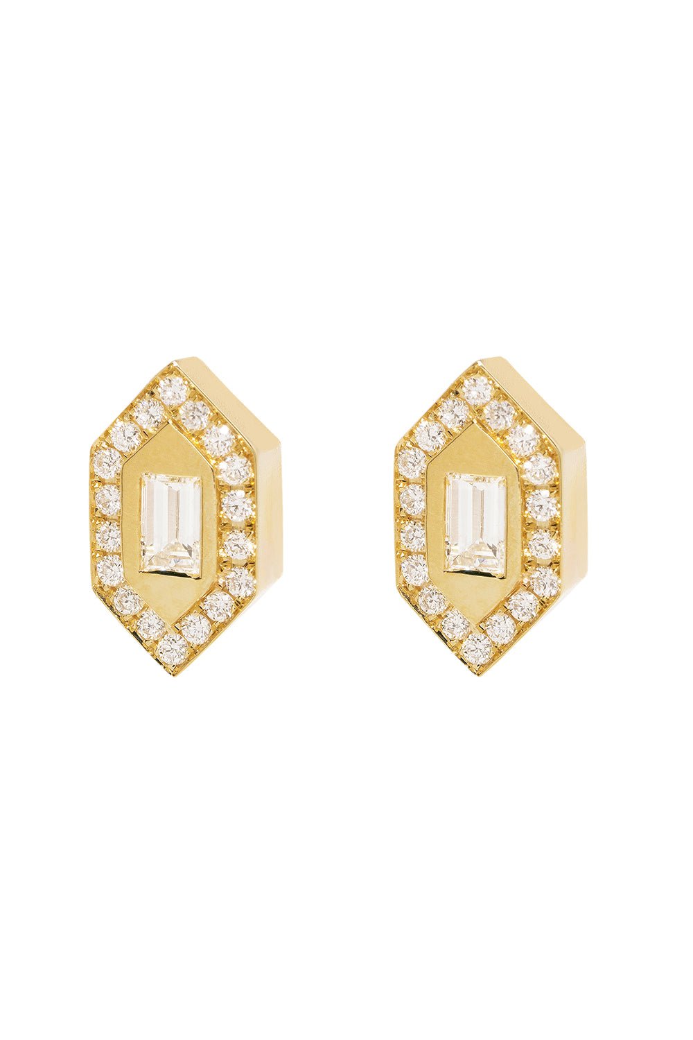 AZLEE-N/S Small Diamond Stud Earrings-YELLOW GOLD