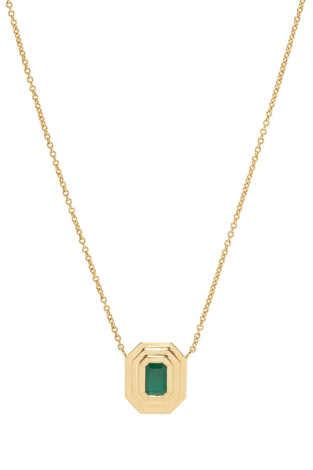 AZLEE-Emerald Staircase Necklace-YELLOW GOLD