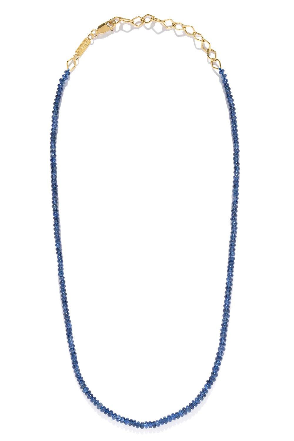 AZLEE-Small Sapphire Beaded Necklace-YELLOW GOLD