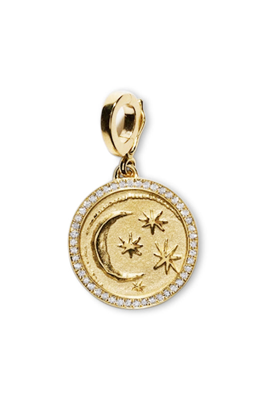 Small Cosmic Diamond Coin Charm-YELLOW GOLD-JEWELRYFINE JEWELPENDANT-AZLEE