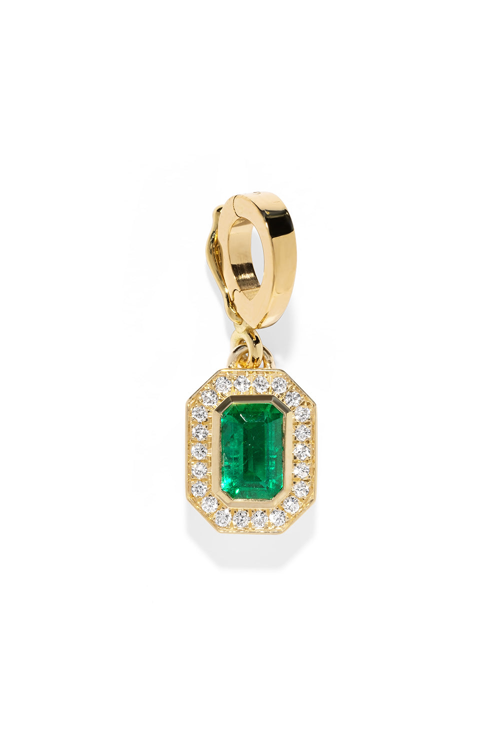 Small Diamond Silhouette Emerald Charm-YELLOW GOLD-JEWELRYFINE JEWELPENDANT-AZLEE