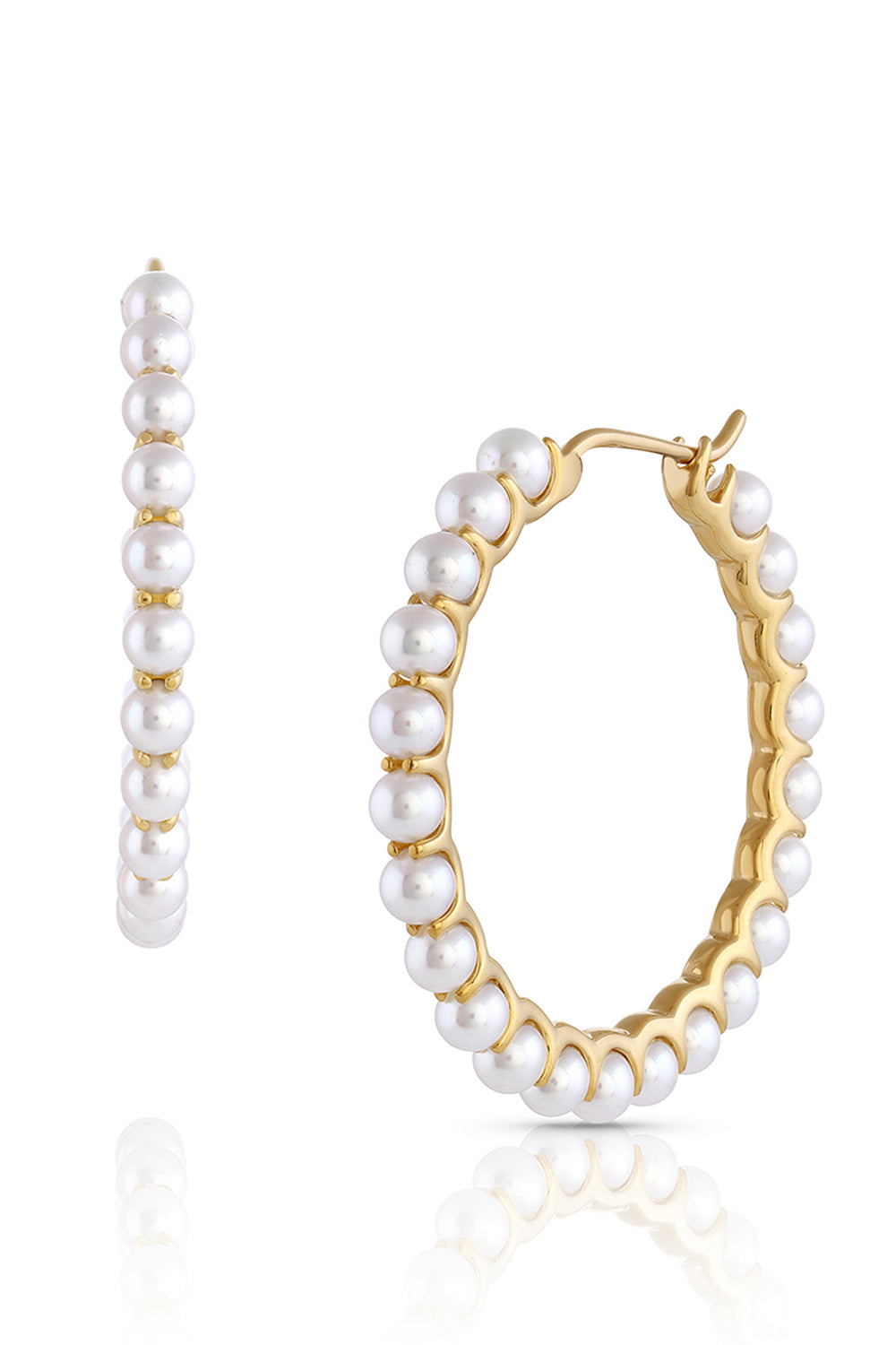 Medium Pearl Hoop Earrings