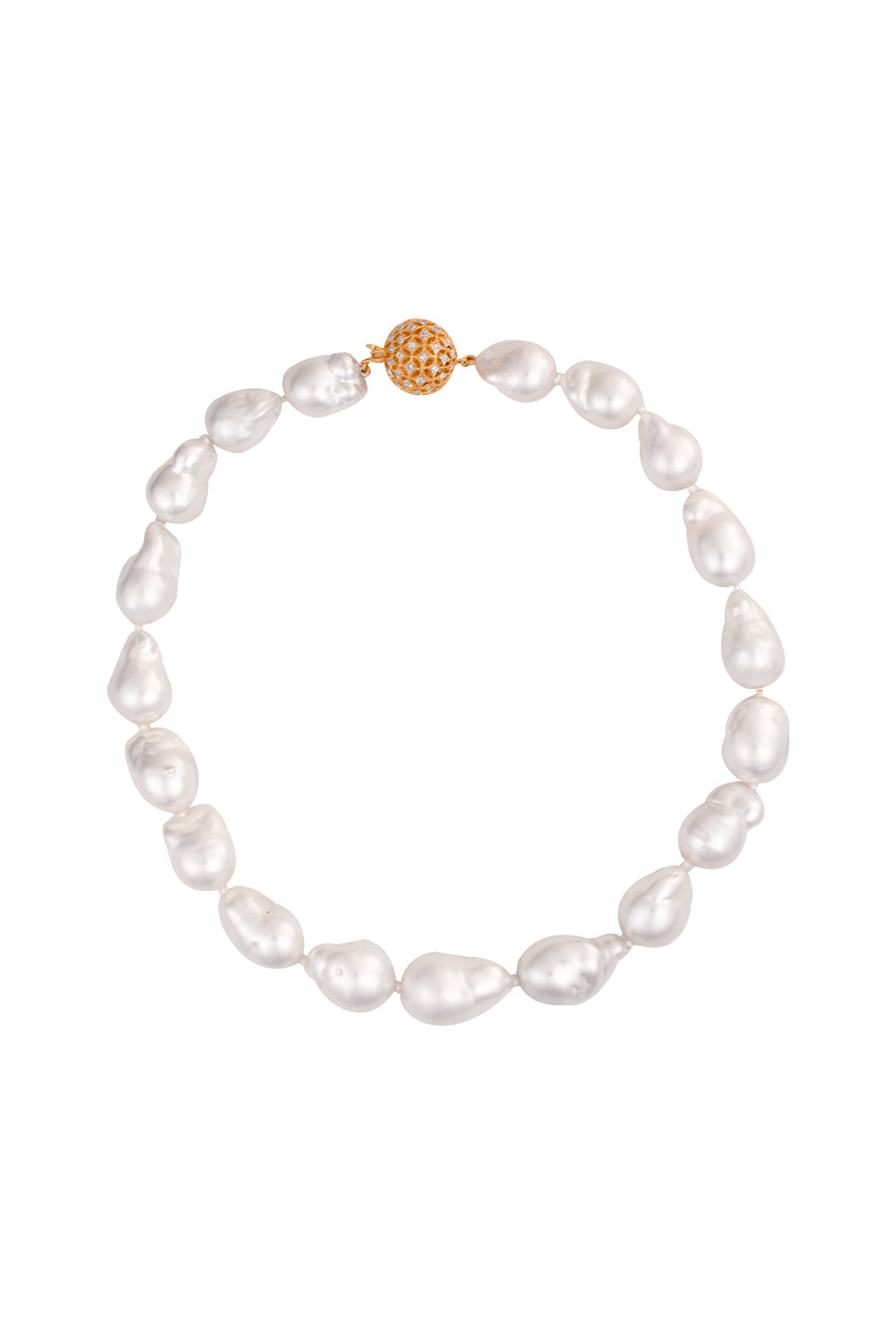 White South Sea Baroque Pearl Necklace-YELLOW GOLD-16-JEWELRYFINE JEWELNECKLACE O-BAGGINS