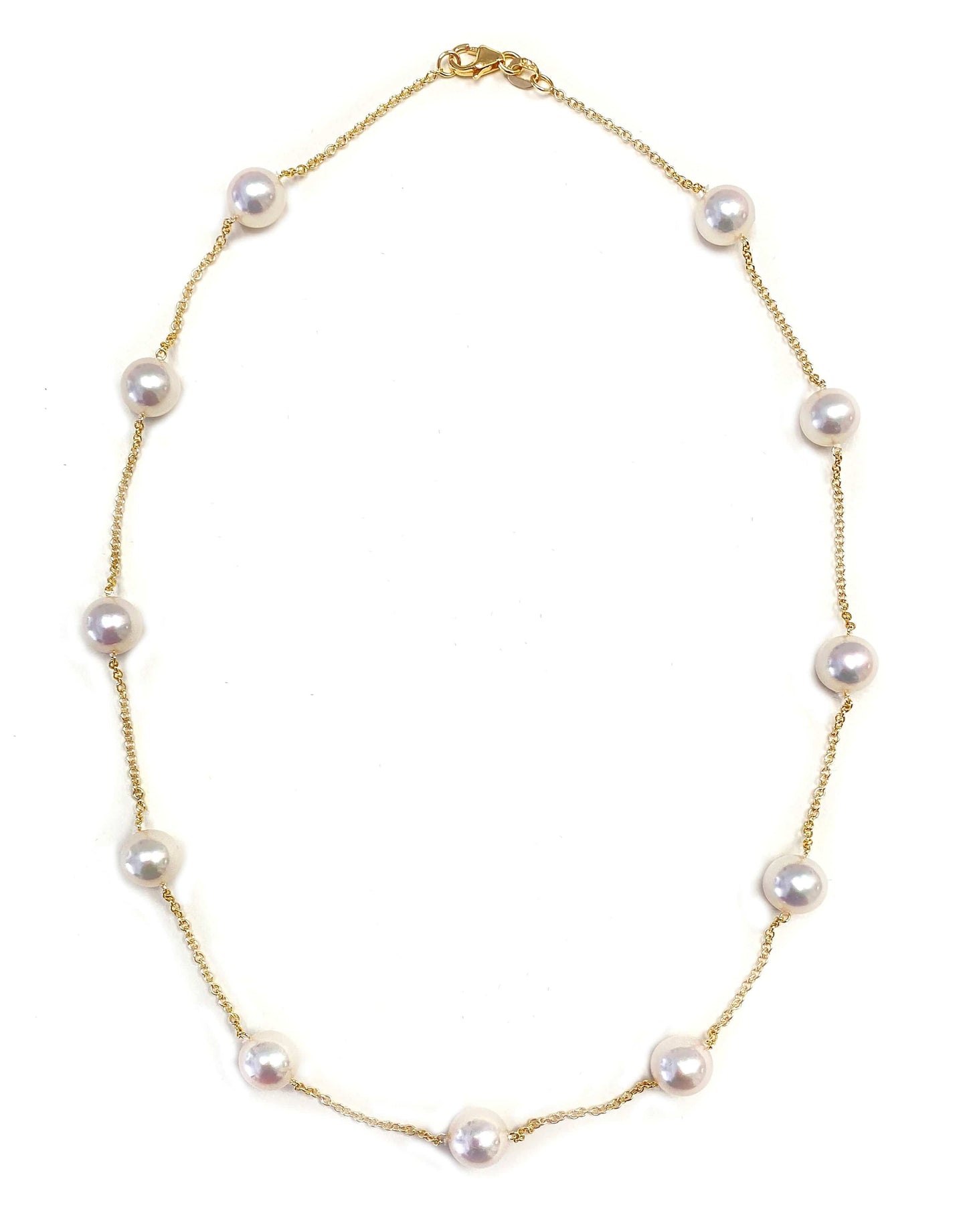 BAGGINS-Akoya Pearl Necklace - 7mm-YELLOW GOLD