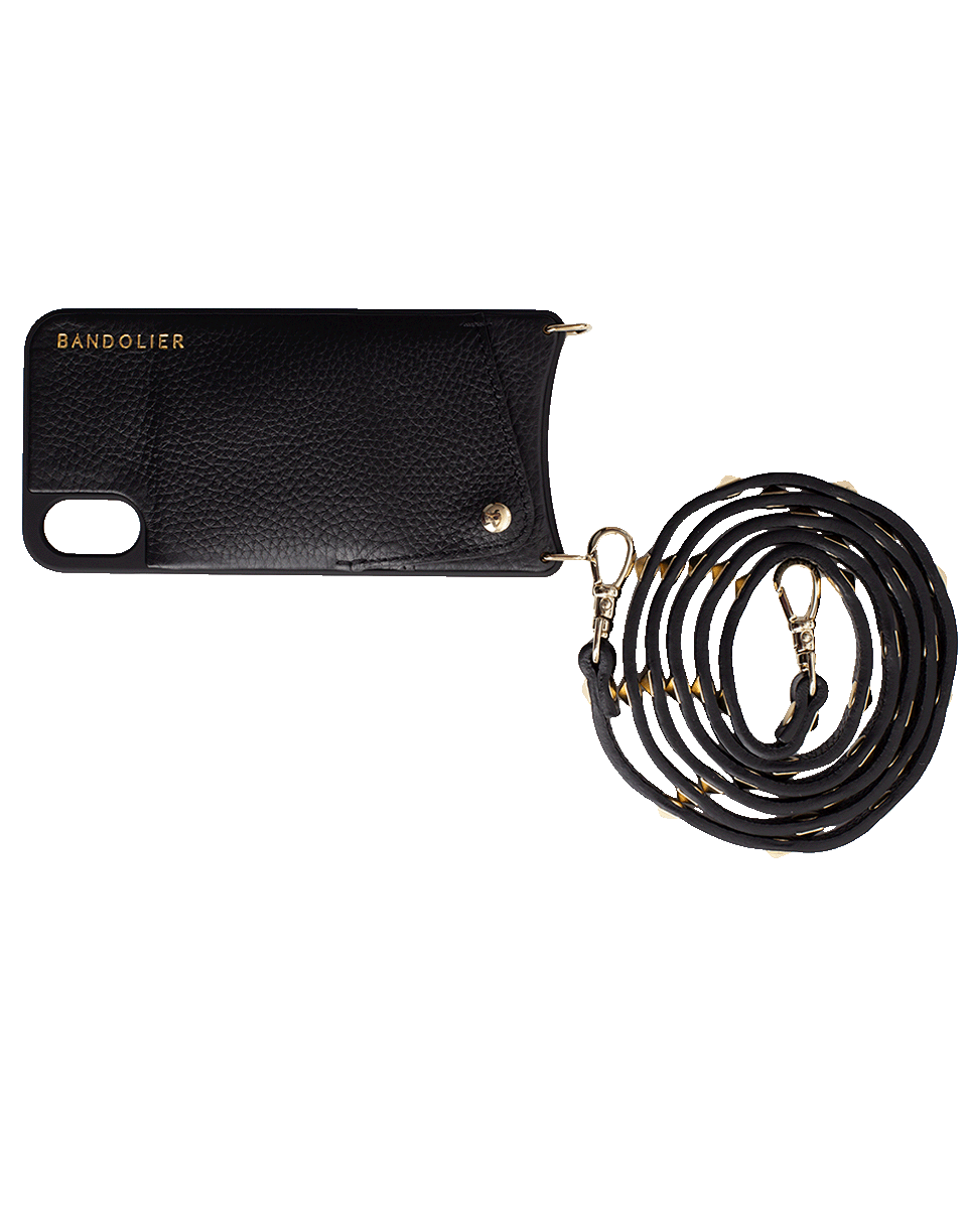 BANDOLIER-Sarah Pebble Leather Crossbody-BLK/GLD