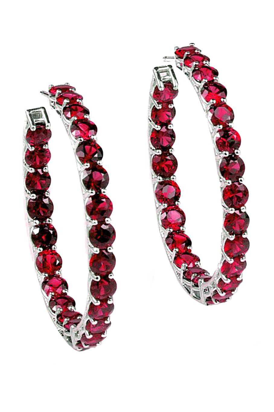 BAYCO-Medium Ruby Eternity Hoops-WHITE GOLD