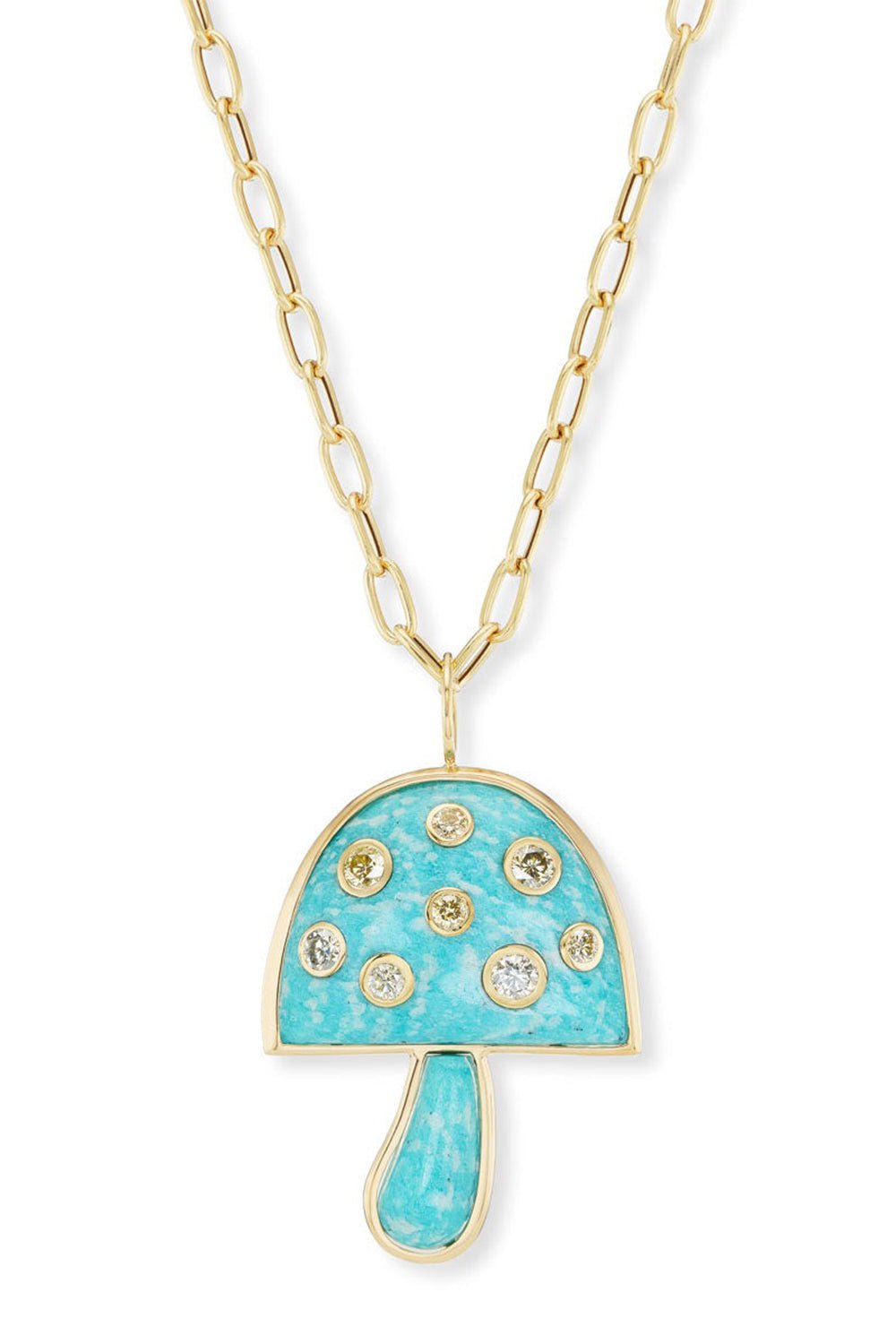 BRENT NEALE-Large Amazonite Diamond Mushroom Necklace-YELLOW GOLD