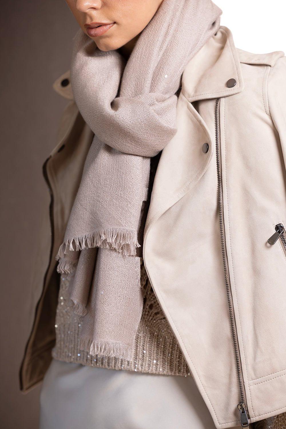 BRUNELLO CUCINELLI-Silk Paillette Scarf - Rose Powder-ROSEPWDR