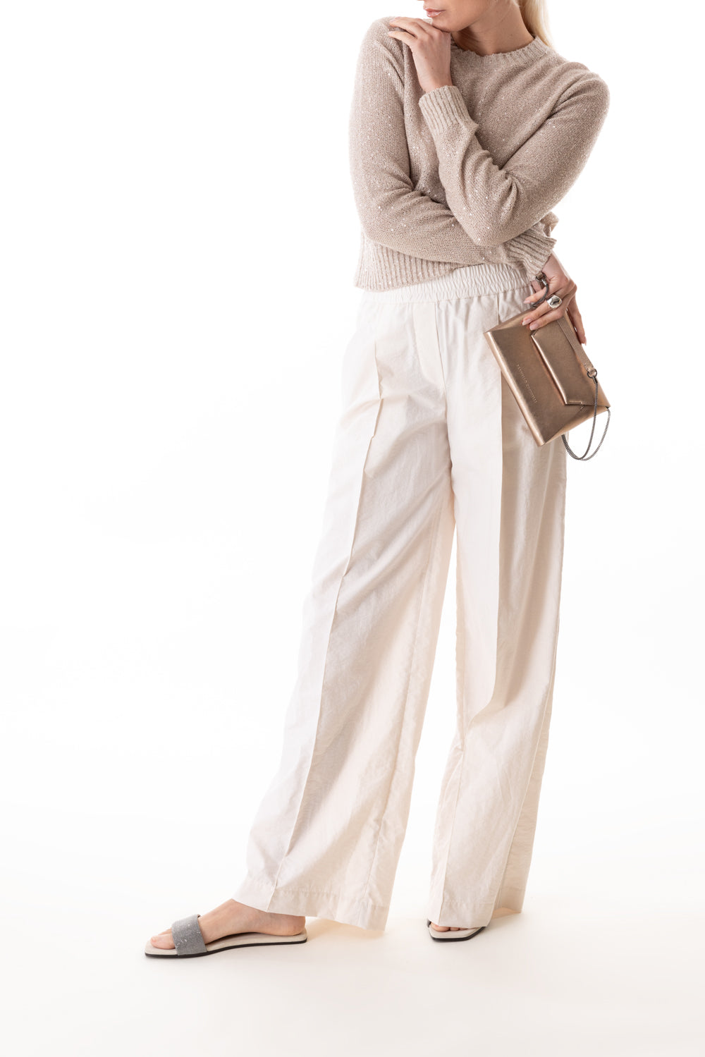 Diagonal Loose Pant-IVORY-38-CLOTHINGPANTWIDE LEG-BRUNELLO CUCINELLI