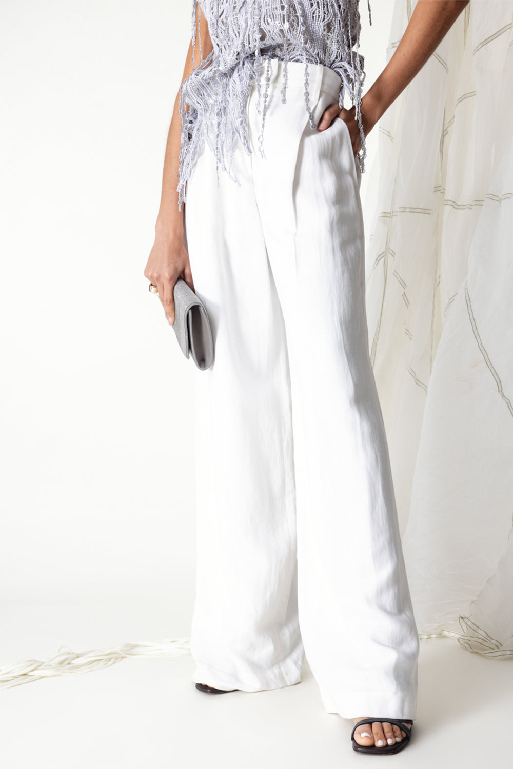 Loose Pleated Trousers-WHITE-38-CLOTHINGPANTWIDE LEG-BRUNELLO CUCINELLI