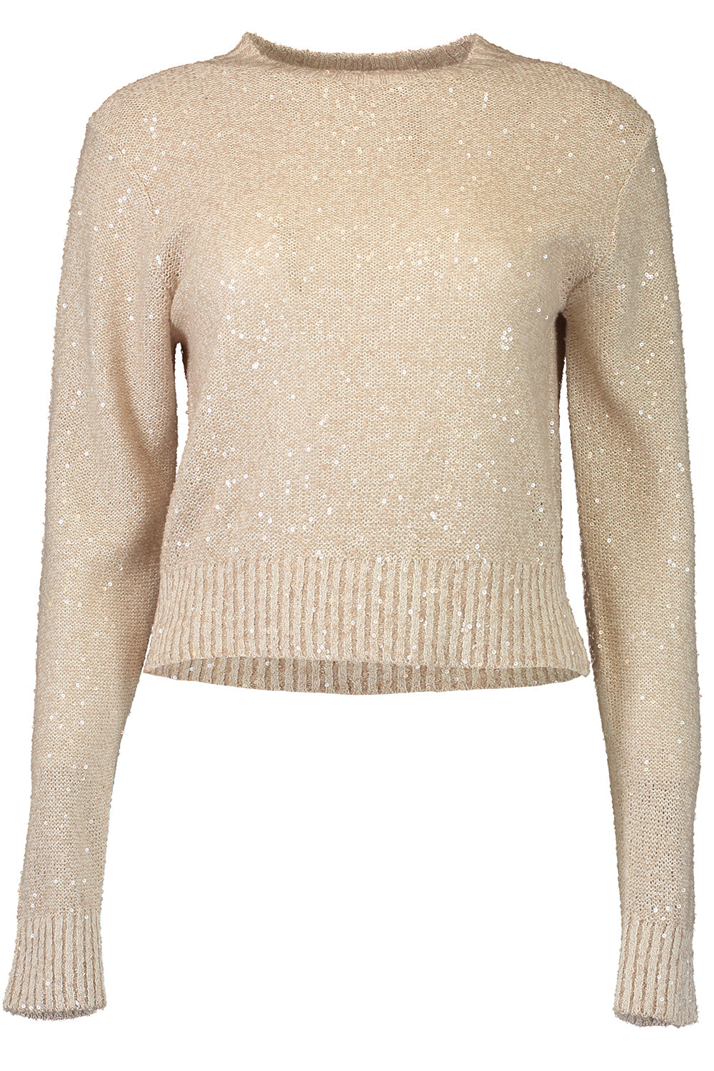 Crewneck Knit Pullover - Light Beige