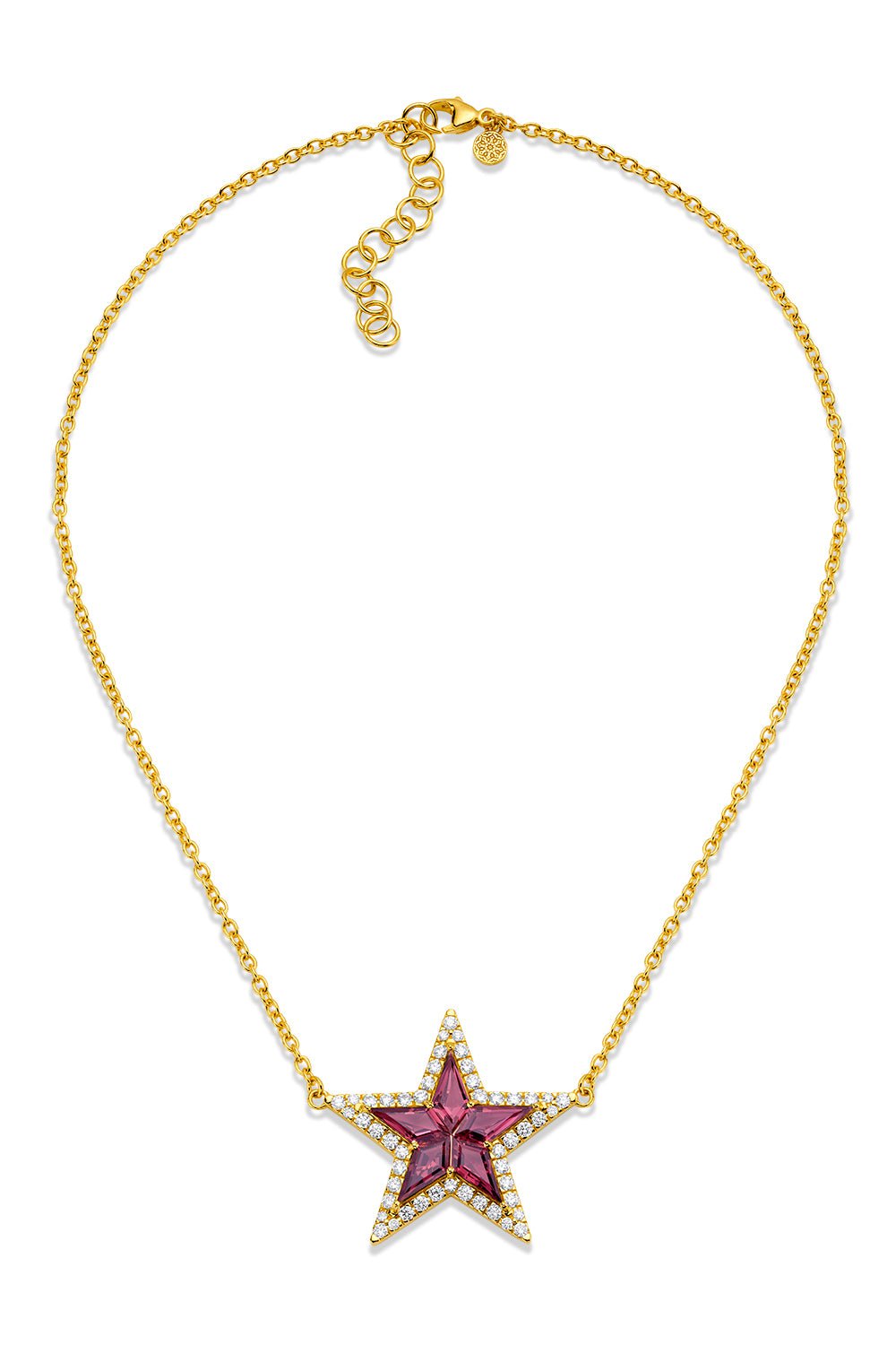 BUDDHA MAMA-Pink Tourmaline Kite Star Necklace-YELLOW GOLD